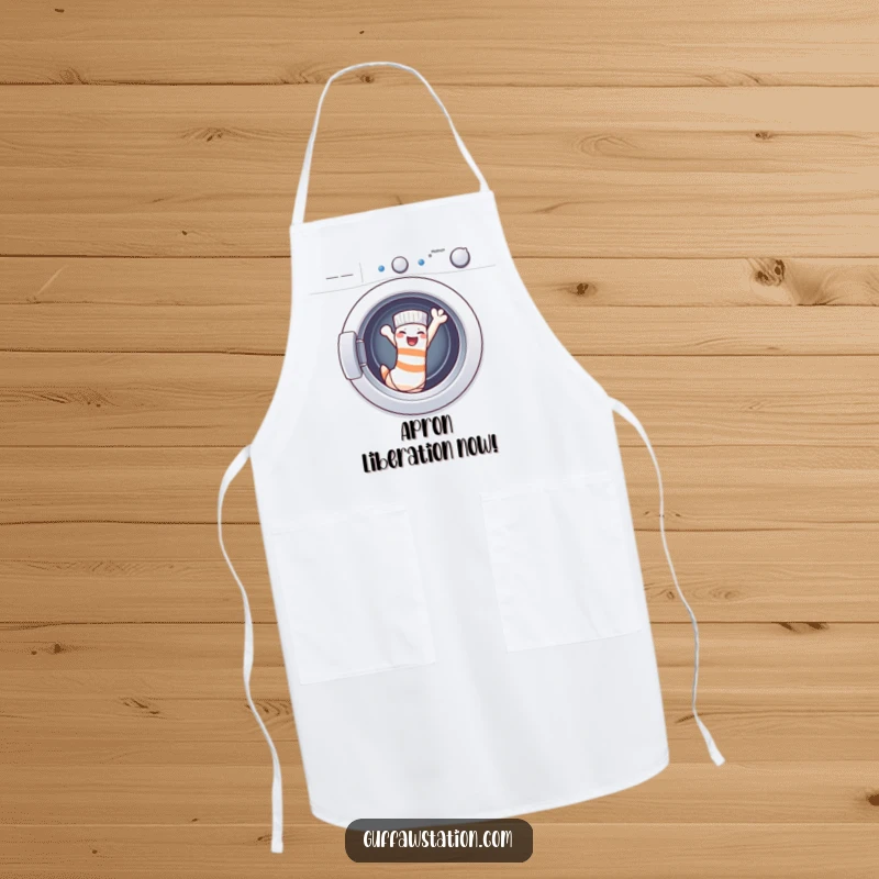 Funny Aprons: A cheeky sock waves triumphantly after escaping the washing machine, keeping your clothes clean with a side of hilarious laundry humor.