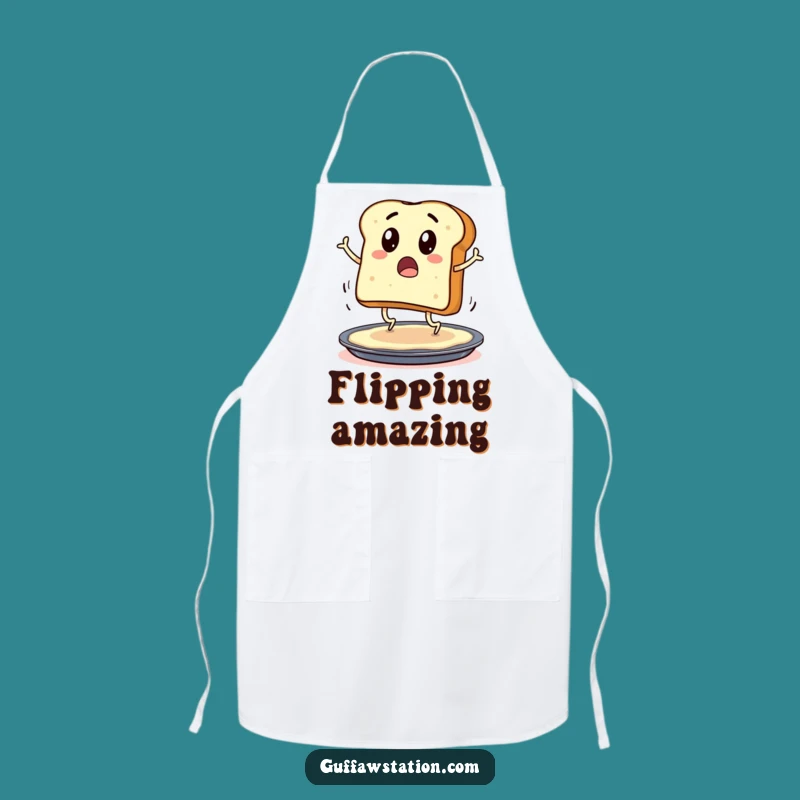 Funny Toast Hops Apron: Surprised Cartoon Character Kitchen Wear For Gift