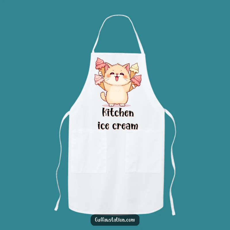 Funny Cat Juggling Ice Cream Apron: Cook with Sweet Mess, The Ultimate Funny Gift