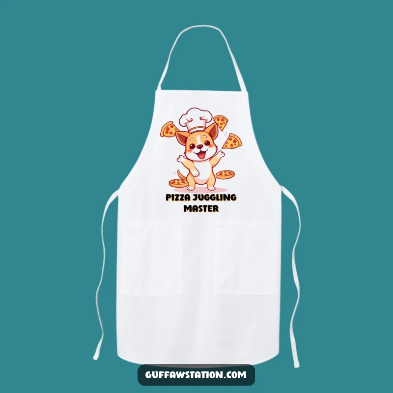 Funny Dog Chef Pizza Juggling Apron - Hilarious Kitchen Accessory for Bakers