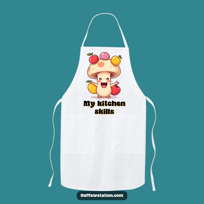 Funny Mushroom Juggling Apron, Kitchen Cartoon Fun, Practical Funny Gift