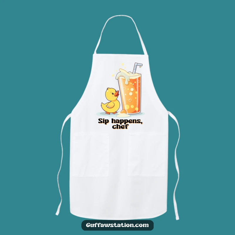 Funny Rubber Ducky Soda Sip Apron - Cook with Quacking Good Humor!
