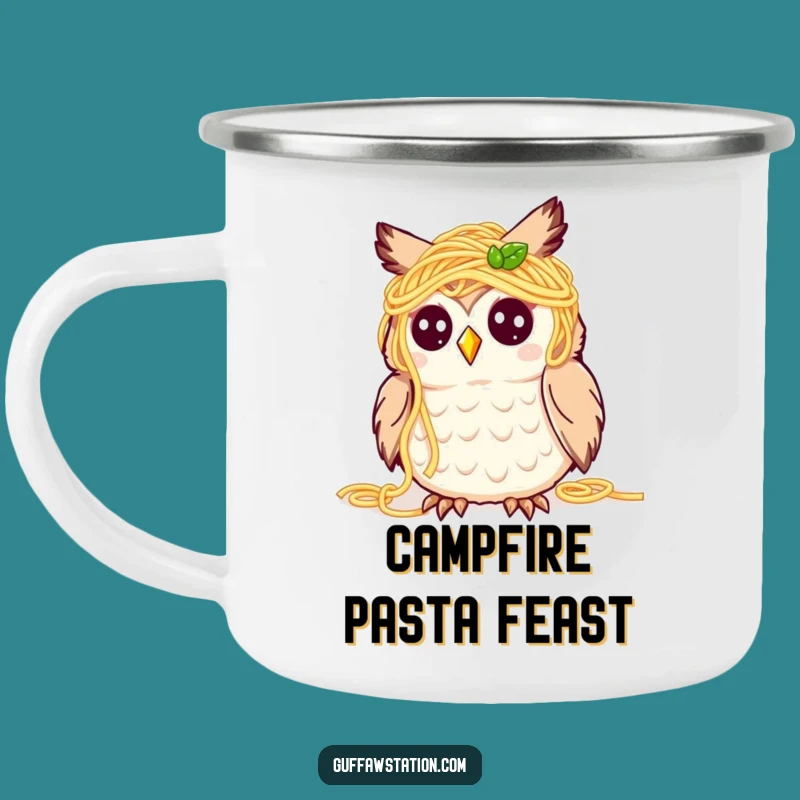 Funny Spaghetti Owl Camping Mug - Cozy Outdoor Pasta Gift