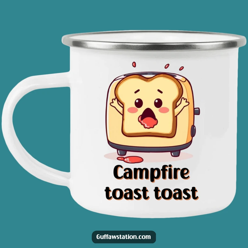 Funny Toast Leap Camping Mug - Dramatic Breakfast Outdoor Gift