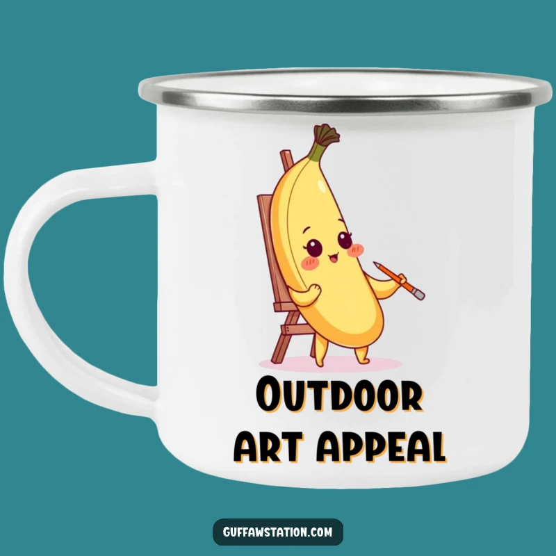 Funny Blushing Banana Camping Mug: Enjoy Your Brew with Artistic Humor Outdoors