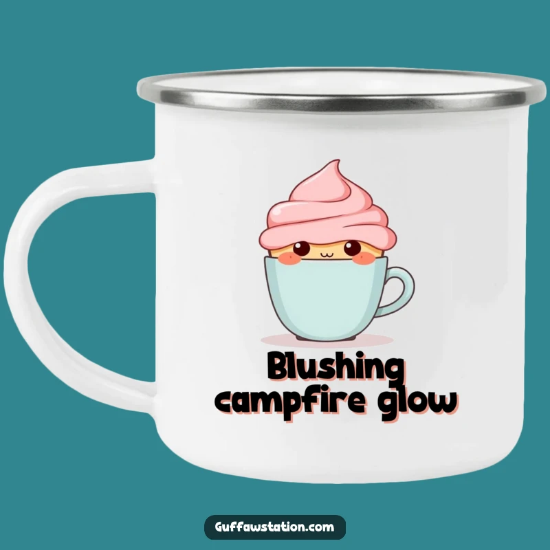 Funny Blushing Cupcake Enamel Mug - Hilarious Cozy Coffee Gift