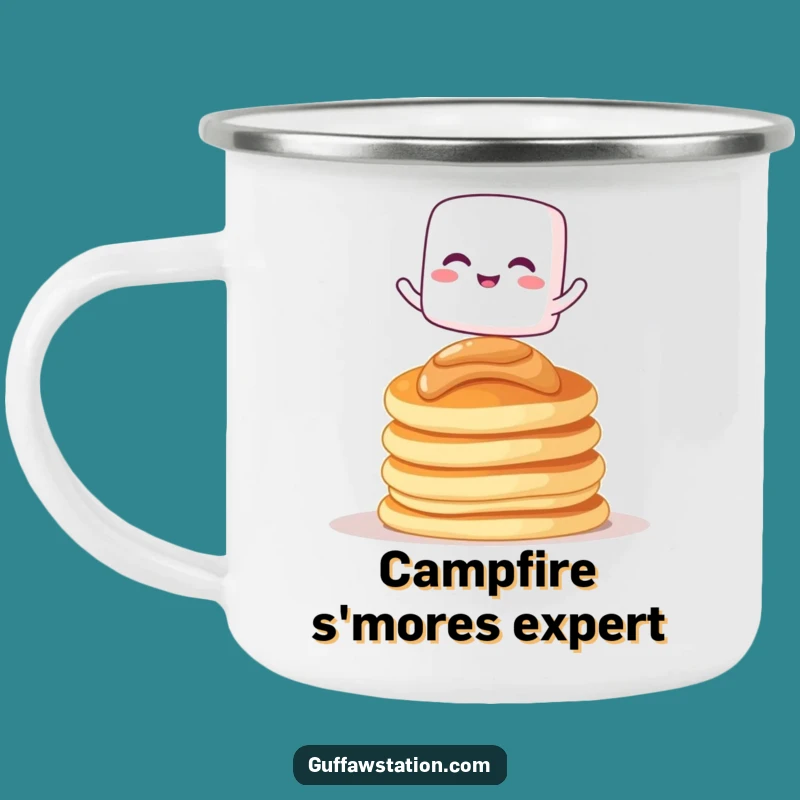 Funny Marshmallow Pancakes Camping Mug: Giggling Cartoon Character Cup For Outdoor Gift