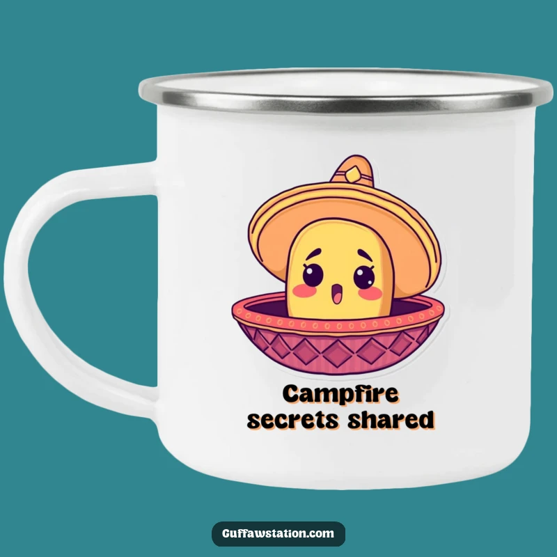 Funny Taco Sombrero Camping Mug: Surprised Explorer, Outdoor Fiesta Gift!