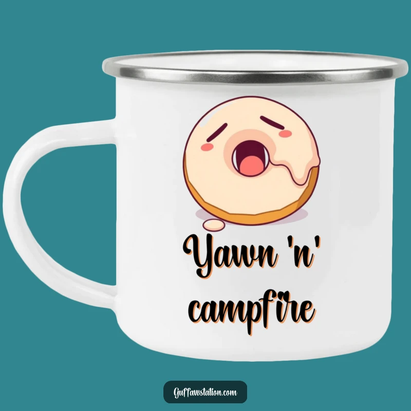Funny Sleepy Donut Enamel Mug - Hilarious Cozy Campfire Gift