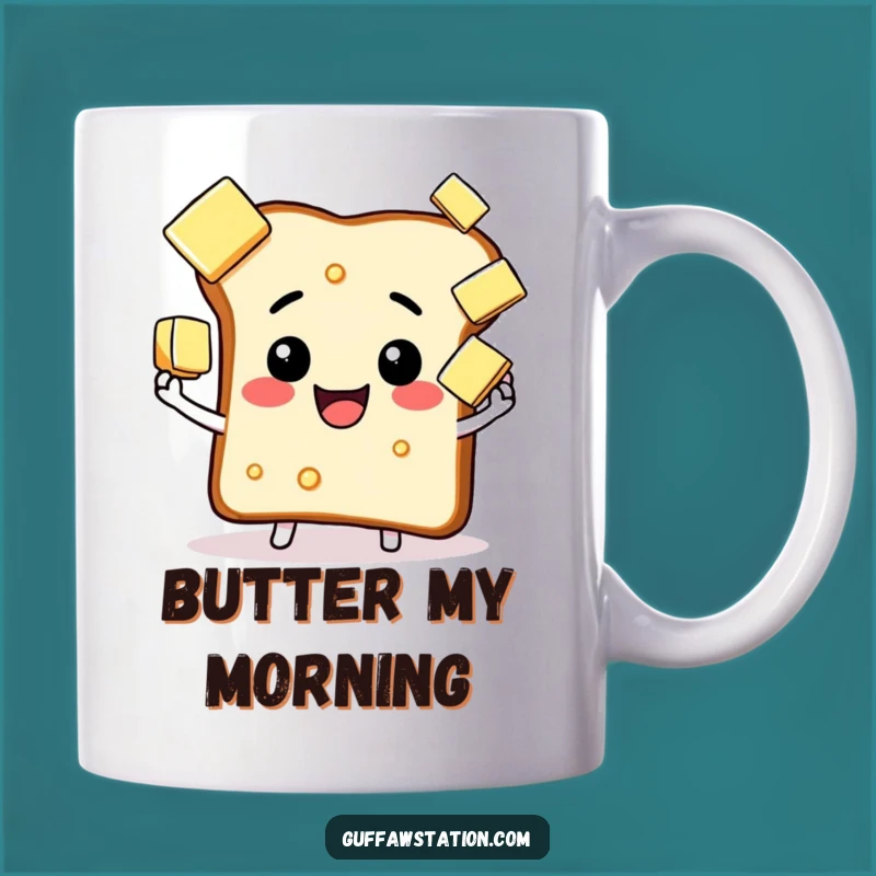 Funny Juggling Toast Butter Mug - Breakfast Humor Gift for Foodies