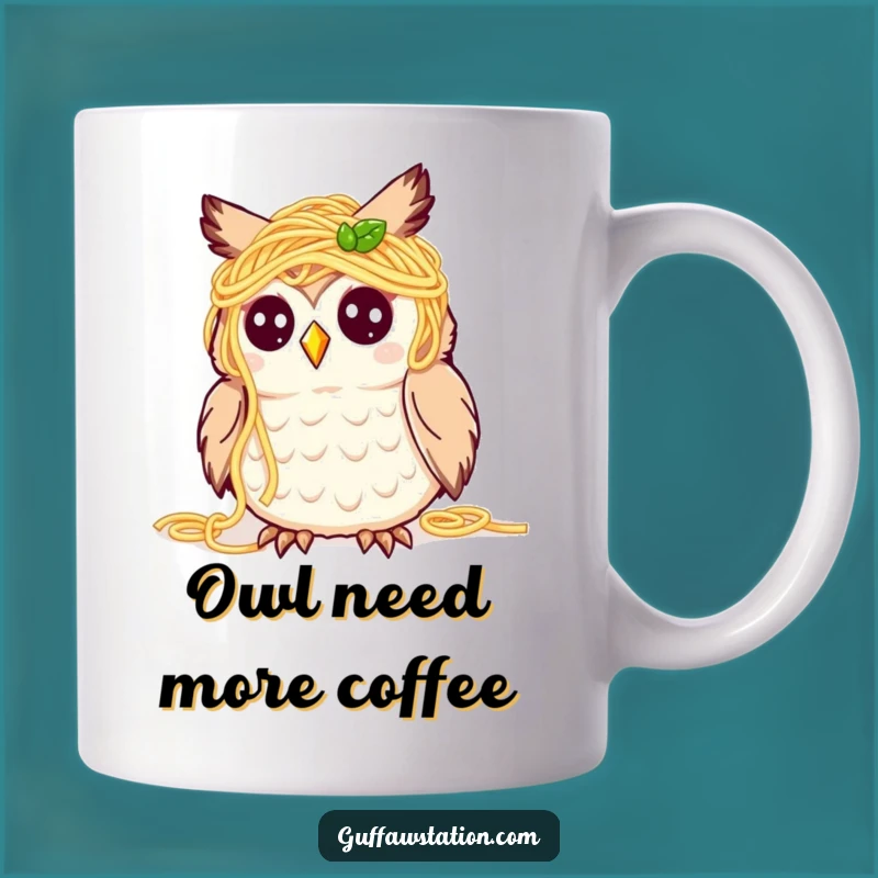 Funny Spaghetti Owl Mug - Bewildered Birdy Culinary Gift