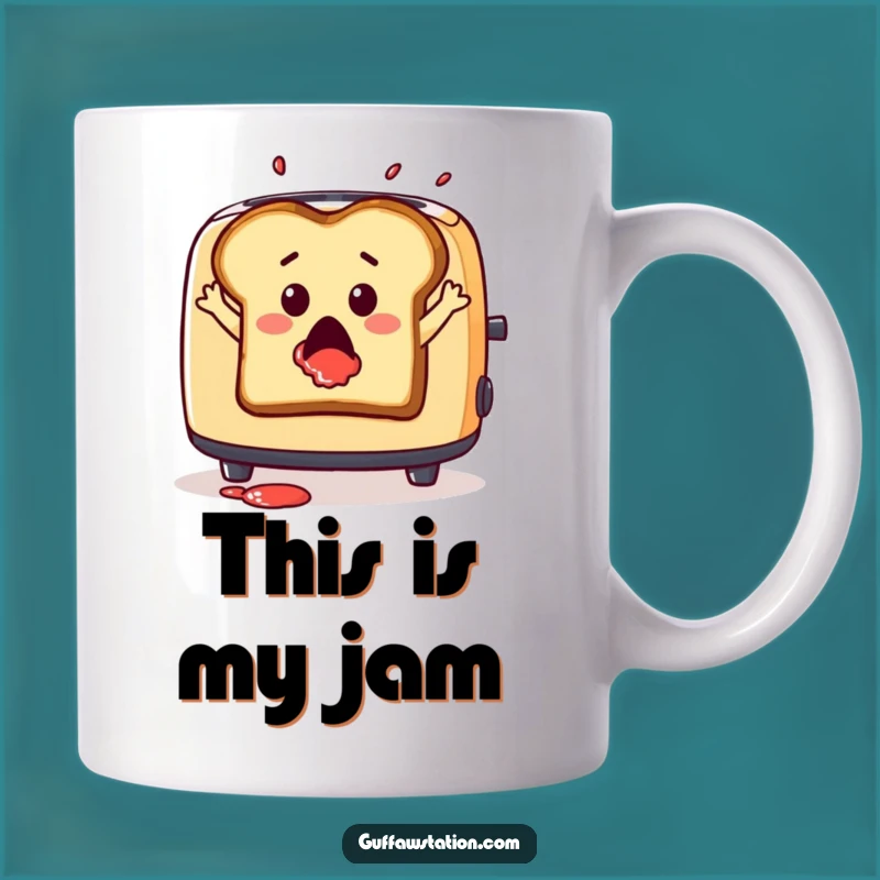 Funny Toast Leaping Mug - Dramatic Breakfast Surprise with Jam Splatter Gift