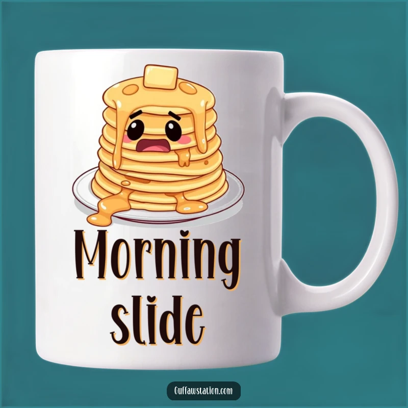 Funny Startled Pancakes Mug: Hilarious Breakfast Mishap Gift!
