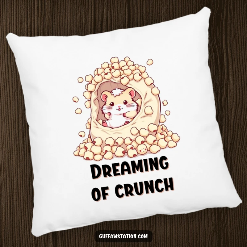 Soft and plush pillow featuring a happy hamster immersed in a huge bowl of cereal, adding comedic value to any couch.