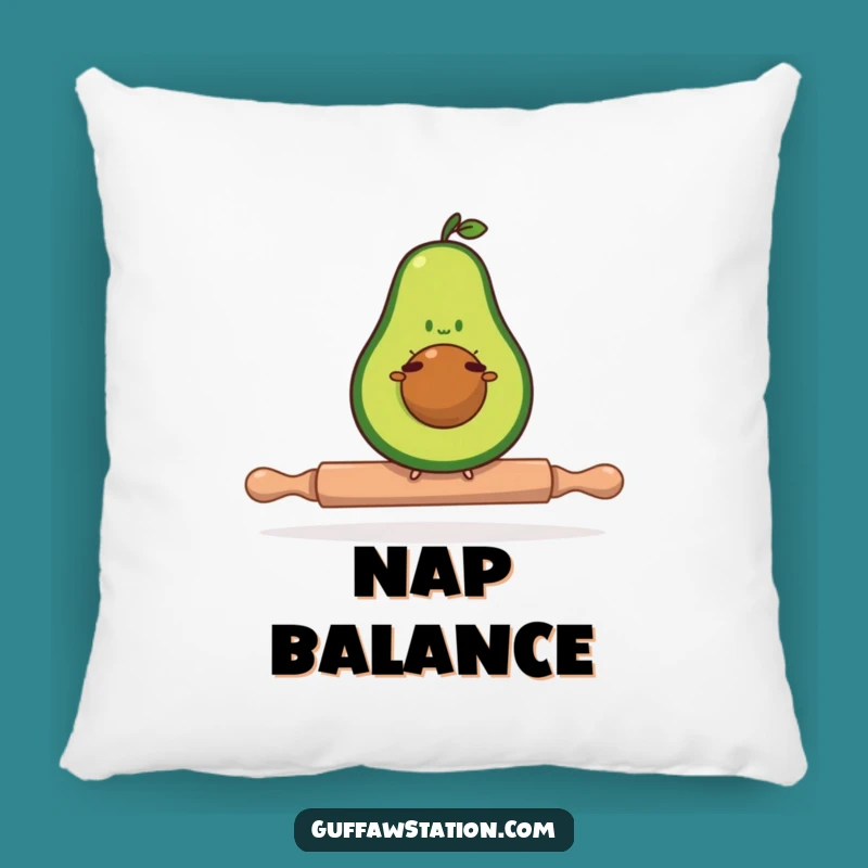 Funny Avocado Balance Pillow: Cozy and Hilarious Accent for Foodie Homes!