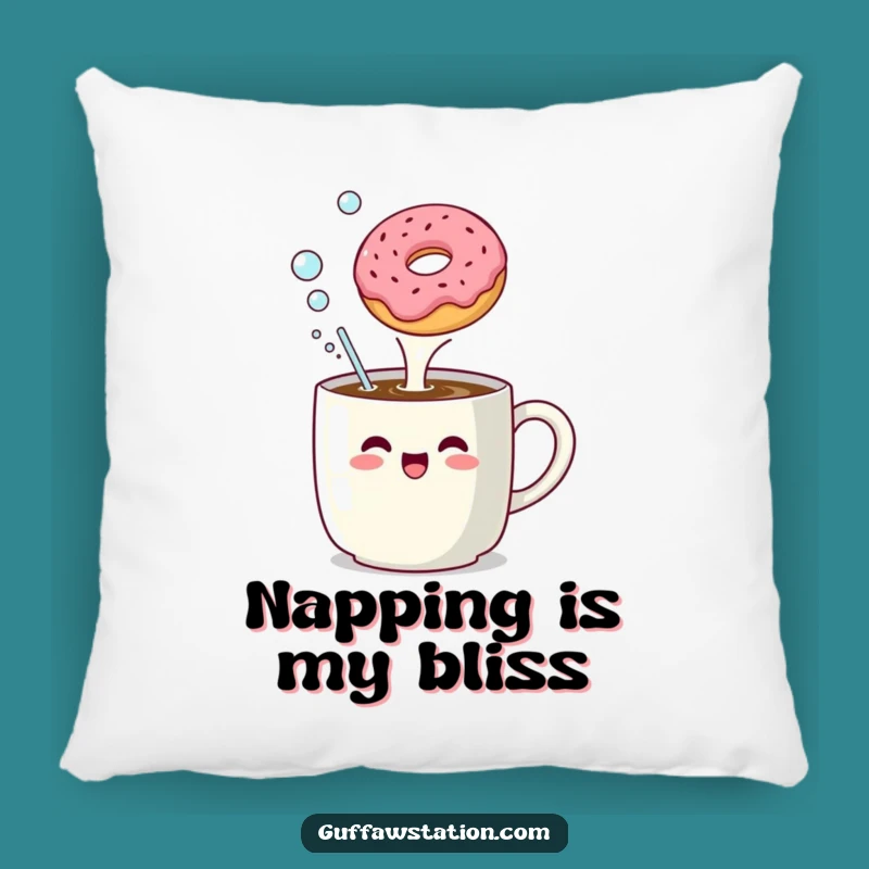 Funny Coffee Mug Donut Bubble Pillow: Cozy Comfort with Morning Laughs