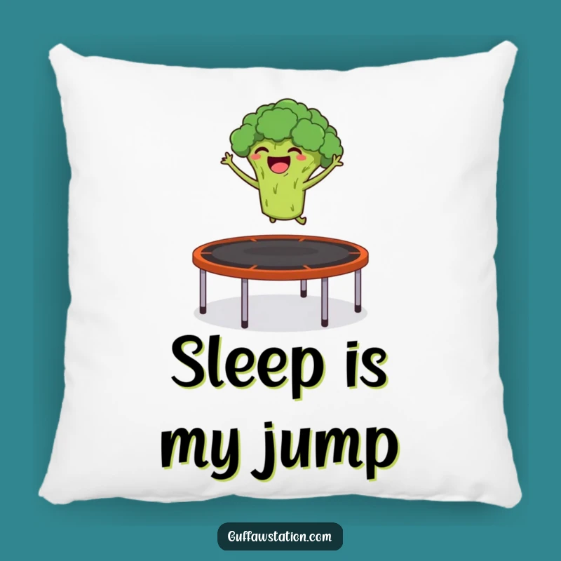 Funny Healthy Pillow: Broccoli Character Trampoline Jump, Perfect Funny Gift for Relaxation