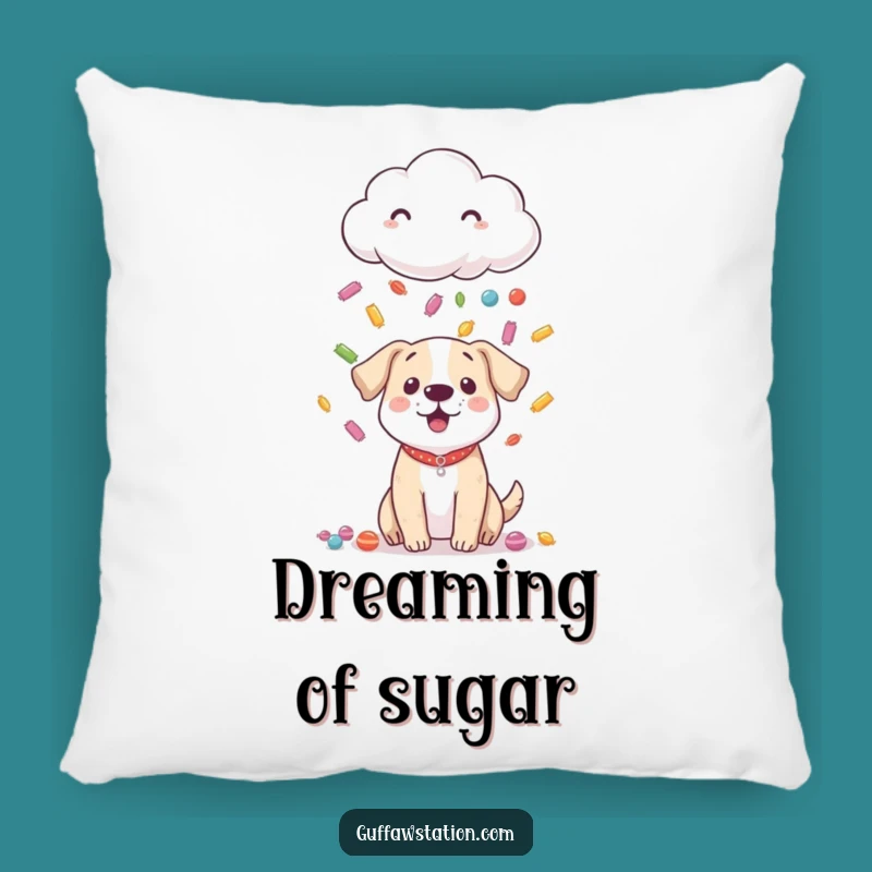 Funny Shy Cloud Dog Pillow: Cozy Comfort with Sweet Candy Showers
