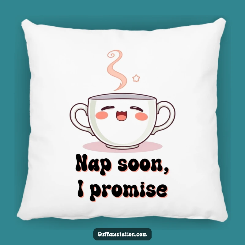Funny Sleepy Teacup Pillow: Snuggle Up with Steamy Smiles