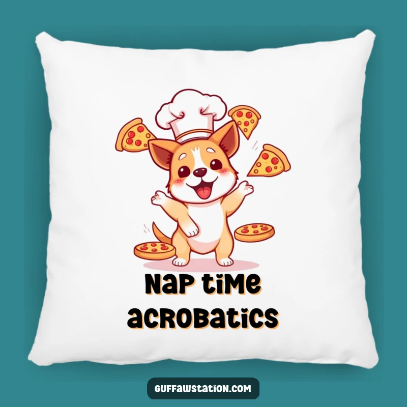 Funny Dog Chef Pizza Juggling Pillow - Cozy and Hilarious Home Decor Accent