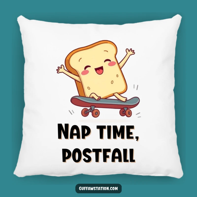 Funny Bread Skateboard Cushion Pillow, Soft Cartoon Humor, Comfy Funny Gift