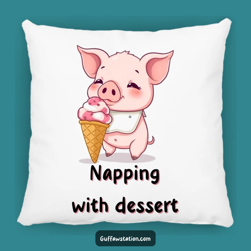 Funny Piglet Ice Cream Pillow: Cozy Comfort with a Sweet, Hilarious Design