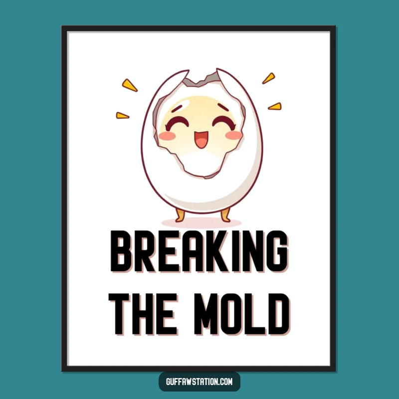 Funny Shocked Egg Digital Art: Instant Surprise, Printable Hilarious Gift for Instant Joy!