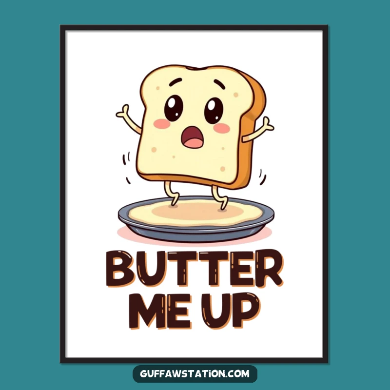 Funny Toast Hops Art Print: Surprised Cartoon Character Digital Download Gift