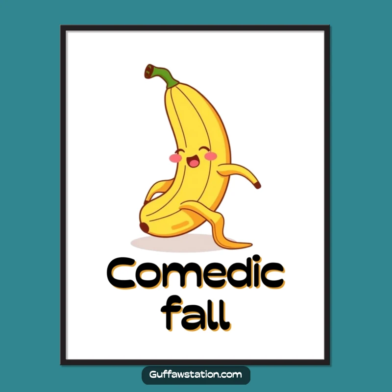 Funny Banana Slipping Digital Art - Exaggerated Flair Humorous Decor