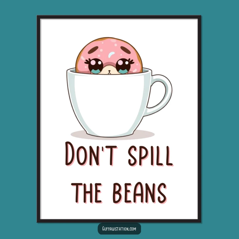 Funny Donut Digital Art - Instant Surprise Coffee Scene Gift!