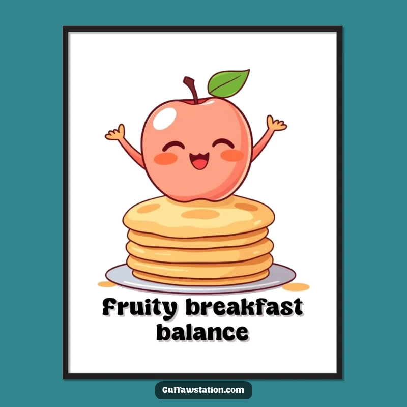 Funny Apple Pancakes Digital Art - Whimsical Wall Decor for Foodies, Perfect Funny Gift
