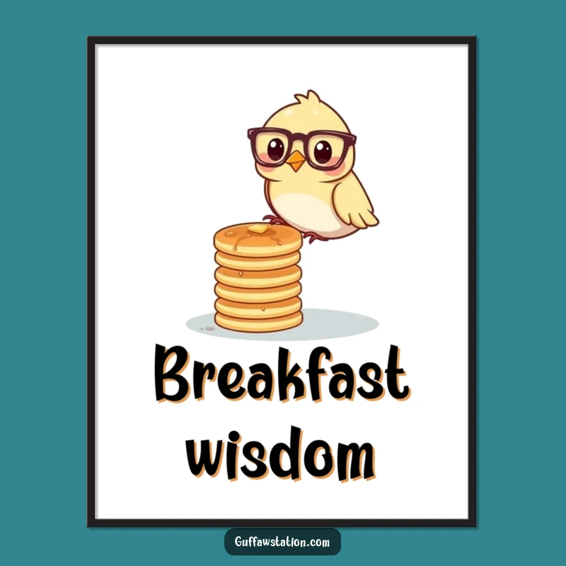 Funny Bird Professor Pancakes Digital Print - Instant Whimsical Wall Art Download