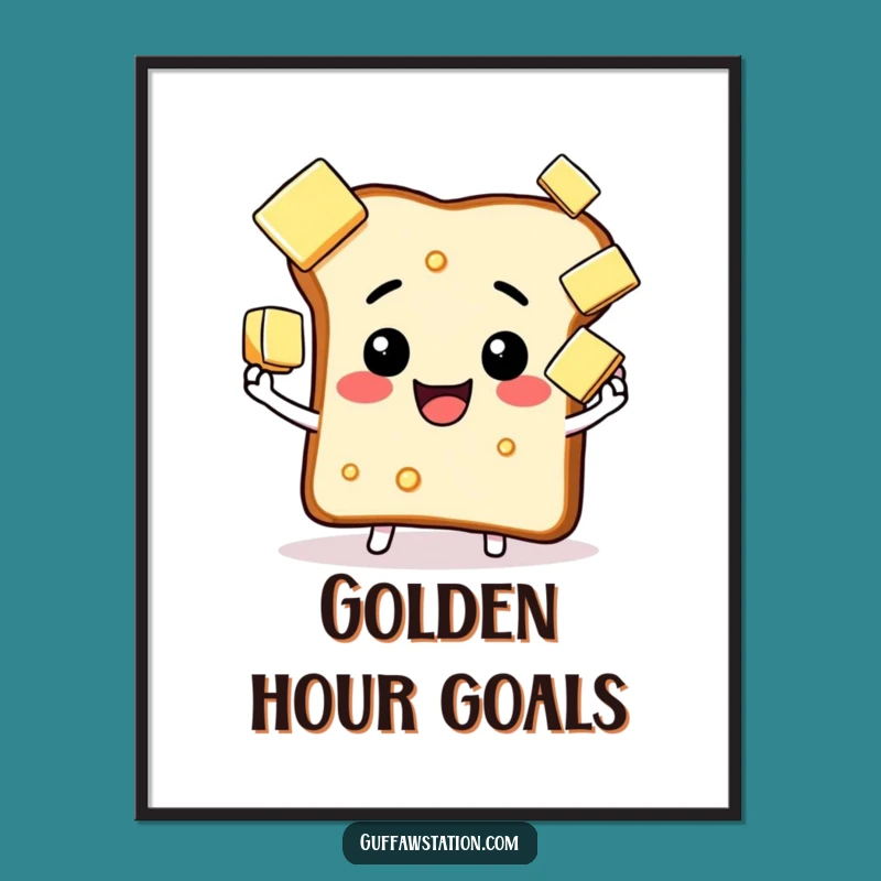 Funny Juggling Toast Butter Digital Art - Breakfast Download Gift