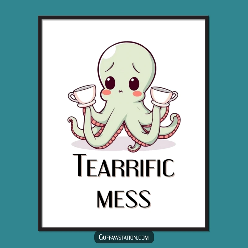 Funny Octopus Teacup Digital Art: Instant Whimsical Decor!