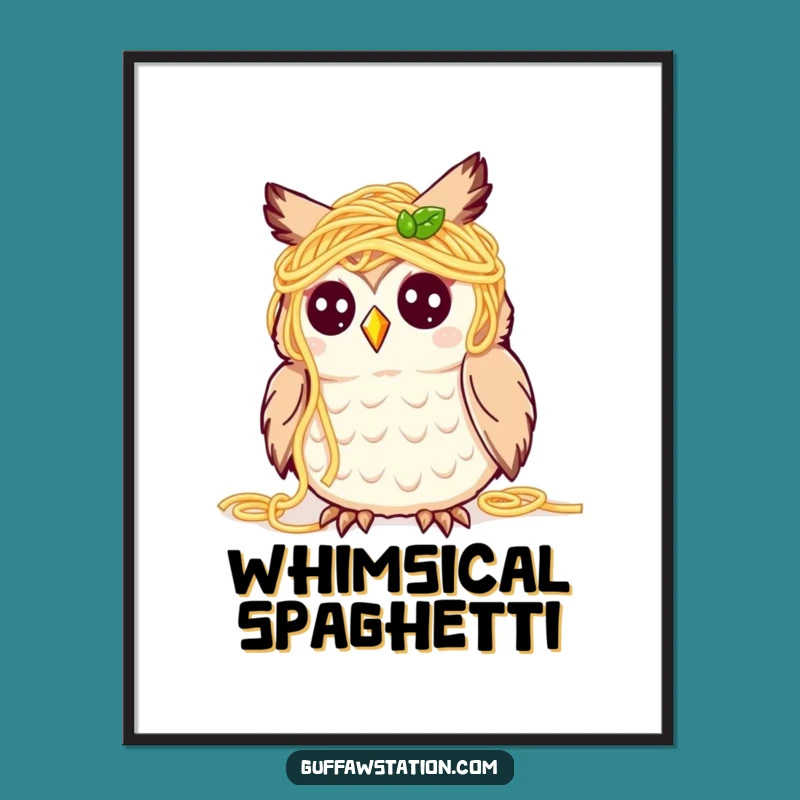 Funny Spaghetti Owl Digital Print - Instant Culinary Art Gift