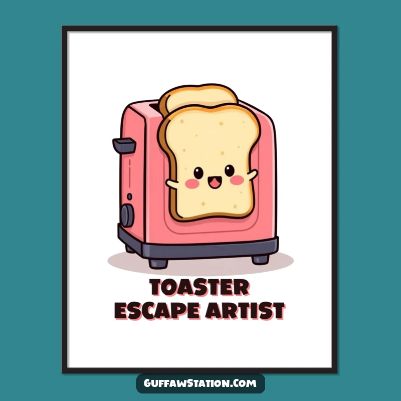Funny Toast Escape Digital Art: Hilarious Breakfast Wall Decor - Amazing Funny Gift!
