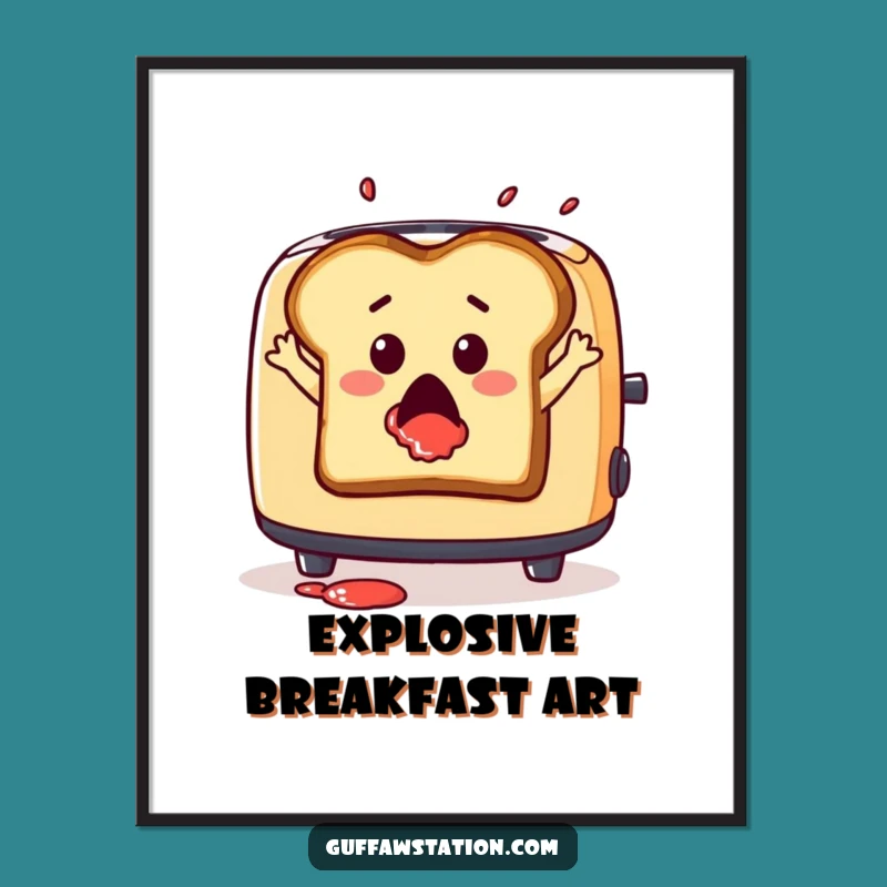 Funny Toast Leap Digital Art - Dramatic Breakfast Decor with Jam Splatter Gift