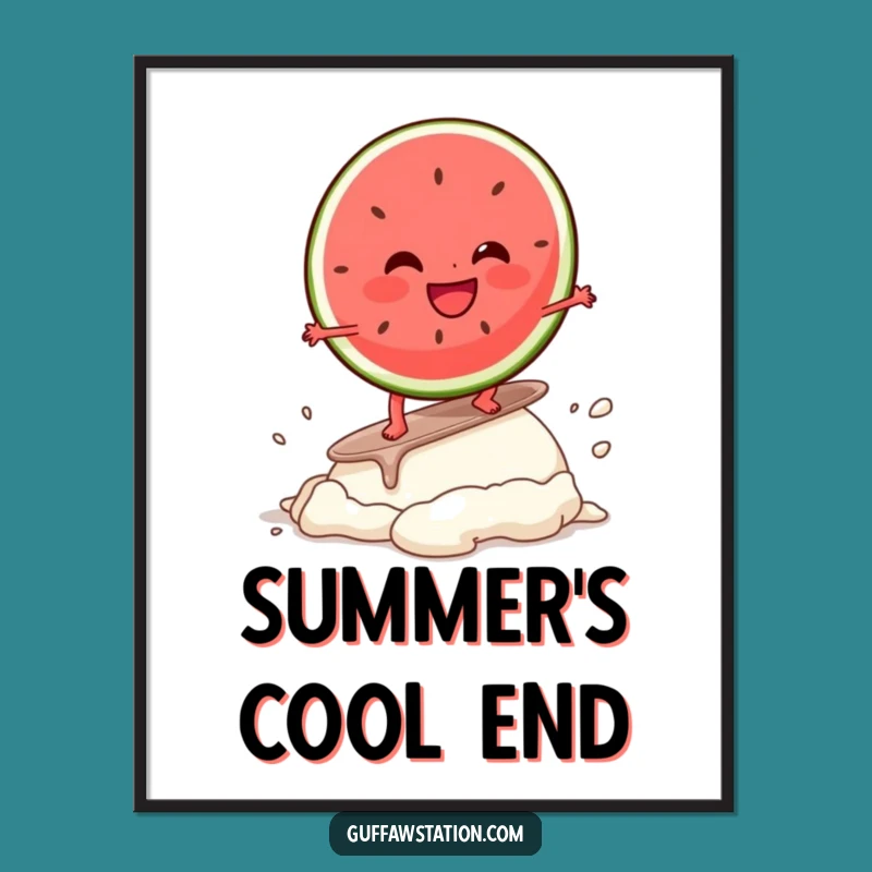 Funny Watermelon Surf Digital Art: Instant Giggles, Printable Funny Gift for Instant Joy!