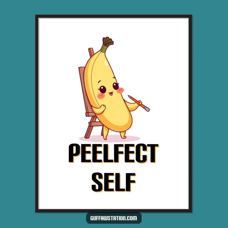 Funny Blushing Banana Digital Art: Instant Artistic and Humorous Decor for Your Walls