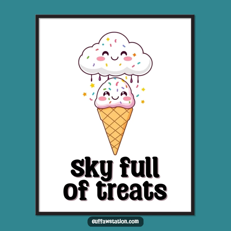 Funny Sprinkle Cloud Digital Art: Cheerful Ice Cream Wall Decor - Amazing Funny Gift!