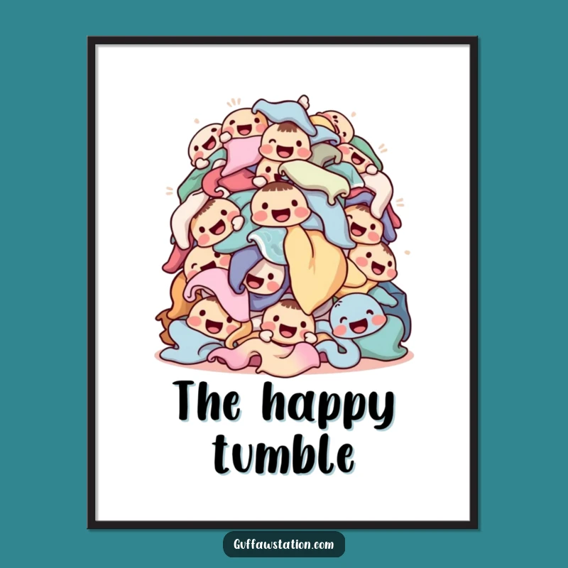 Funny Laundry Pile Digital Art Print - Instant Whimsical Chore Download