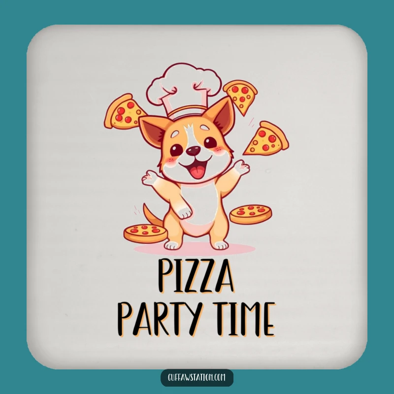 Funny Dog Chef Pizza Juggling Coaster - Protect Surfaces with Hilarious Art