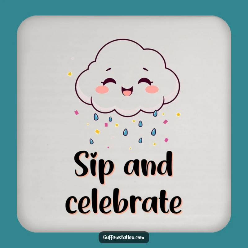 Funny Happy Cloud Confetti Coaster - Protect Surfaces with Joy!