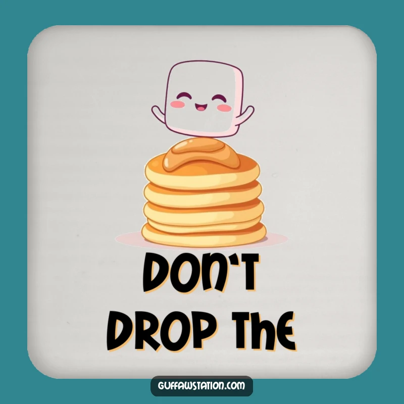 Funny Marshmallow Pancakes Coaster: Giggling Cartoon Character Drink Protection Gift