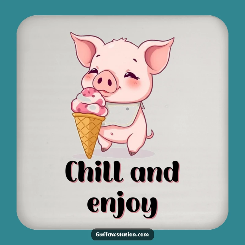 Funny Piglet Ice Cream Coaster: Protect Surfaces with Sweet, Hilarious Art