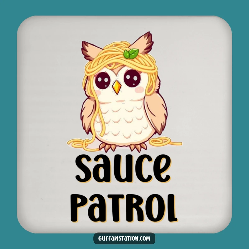 Funny Spaghetti Owl Coaster - Protect Surfaces with Pasta Laughs Gift