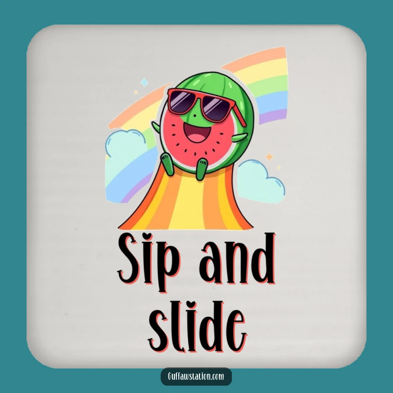Funny Watermelon Slide Drink Coaster: Protect Surfaces with This Hilarious Summer Art