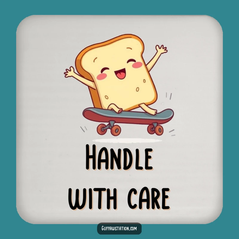 Funny Bread Skateboard Drink Coaster, Cartoon Table Protector, Quirky Funny Gift