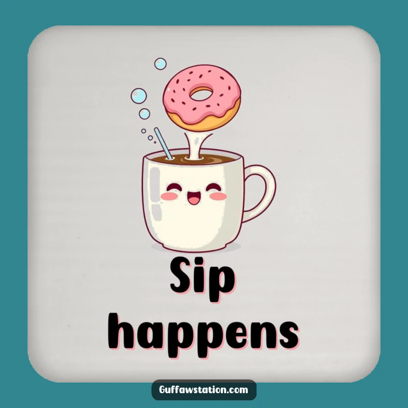 Funny Coffee Mug Donut Bubble Drink Coaster: Protect Surfaces with Humor