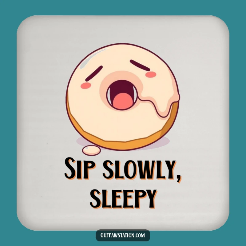 Funny Sleepy Donut Coaster - Hilarious Drink Protector & Sweet Gift